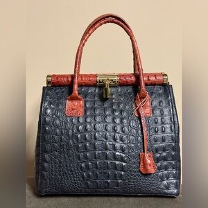 Vintage Pelle Di Giada Italian Leather Embossed Handbag